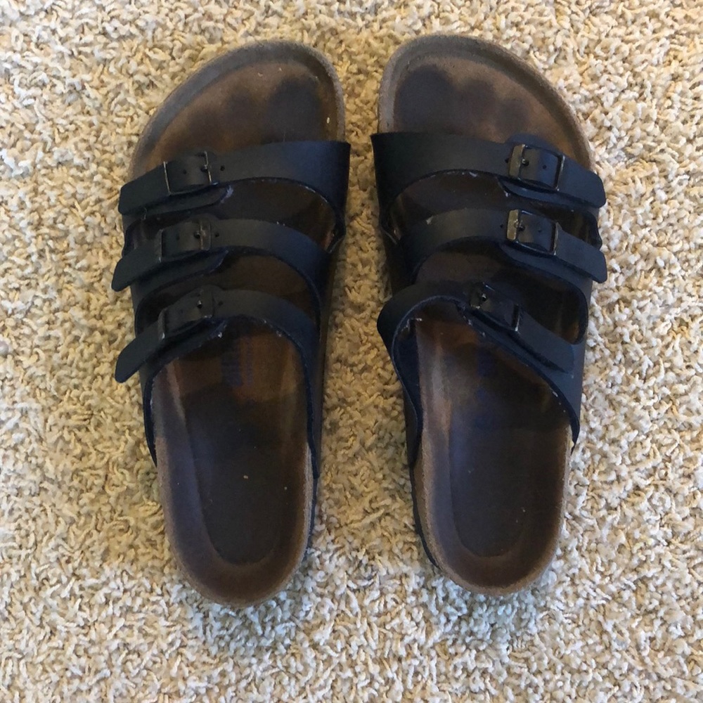 black three-strap birkenstocks